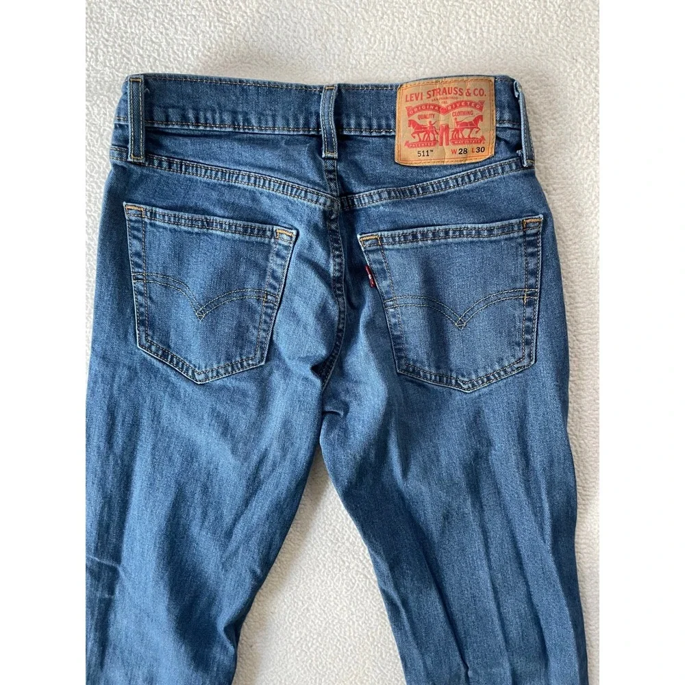 Levi's Mens 28x30 511 Slim Fit Jeans Blue Medium Wash Stretch Denim